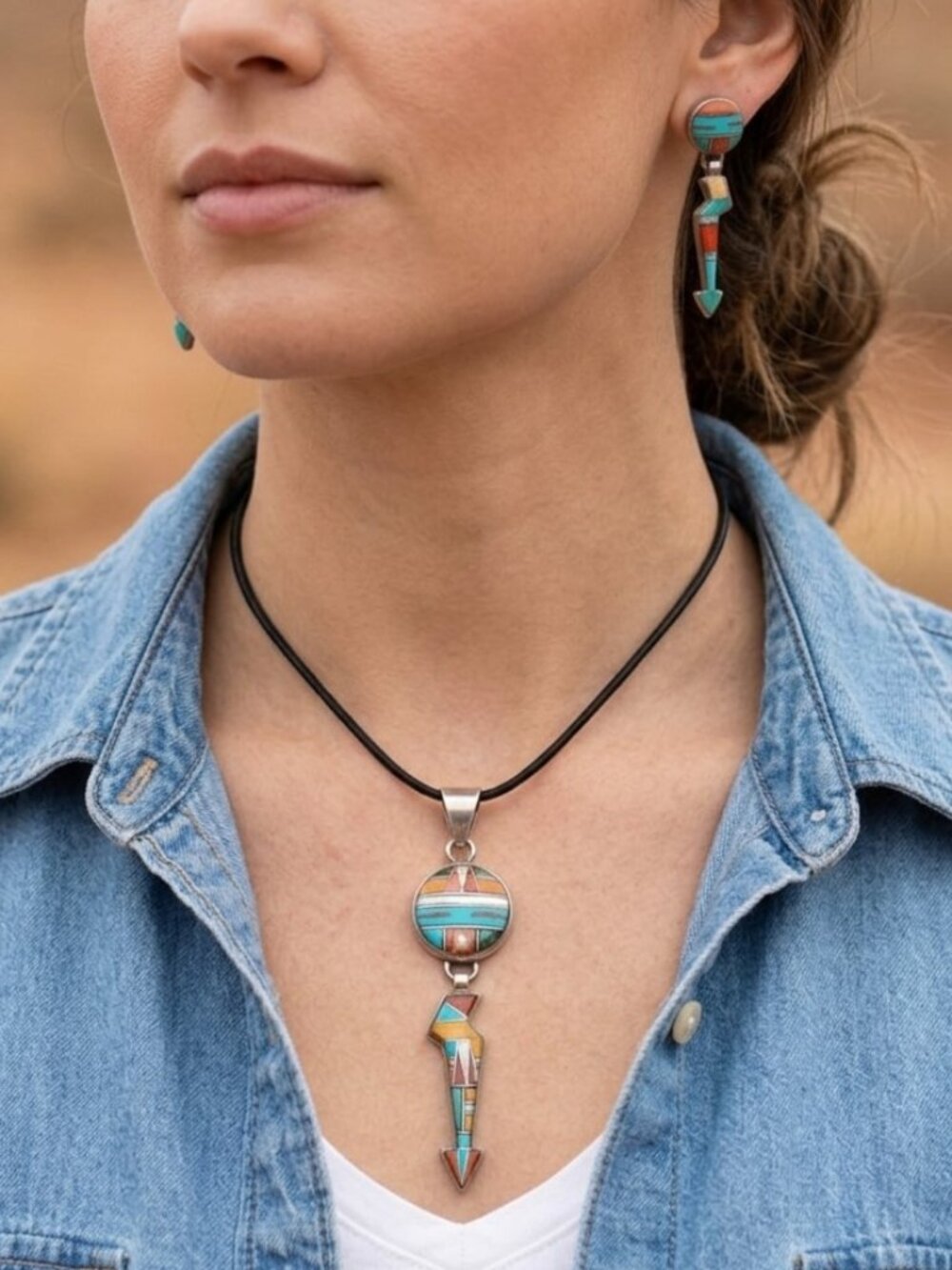 Turquoise Opal Spiny Oyster Necklace Pierced Earrings Sterling Silver